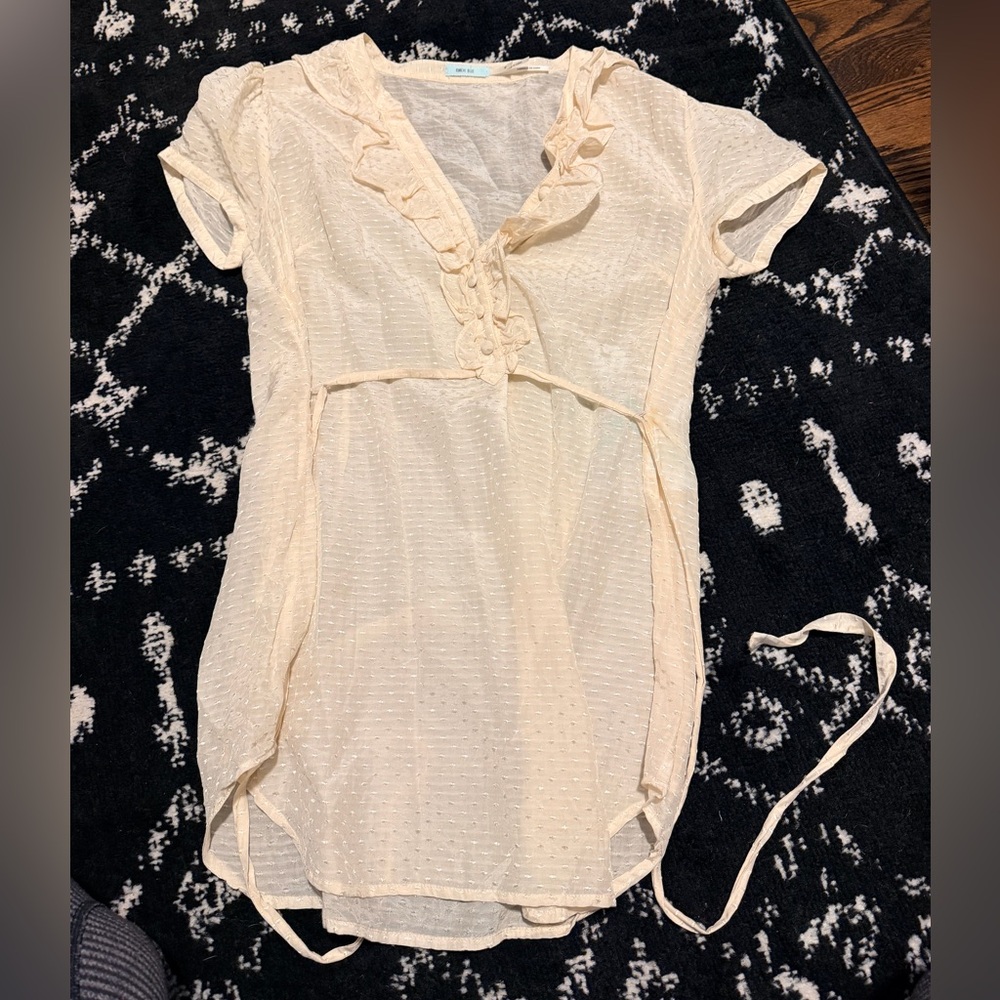 Kimchi Blue sheer Textured Cream wrap Blouse